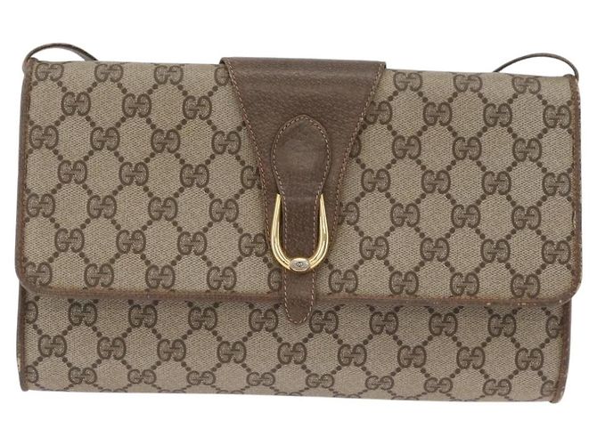 Gucci Borsa a Spalla GG Supreme PVC Beige Oro Auth ka3113 D'oro - vista 13