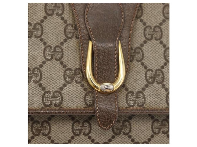Gucci Borsa a Spalla GG Supreme PVC Beige Oro Auth ka3113 D'oro - vista 17