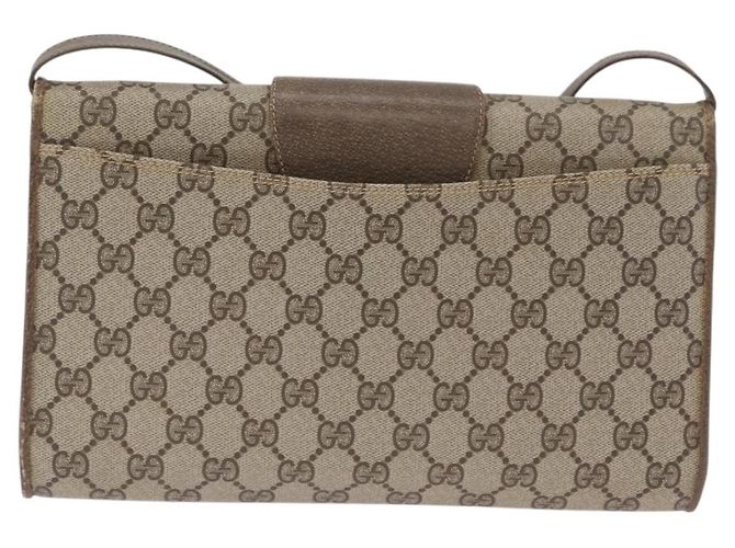 Gucci Borsa a Spalla GG Supreme PVC Beige Oro Auth ka3113 D'oro - vista 2