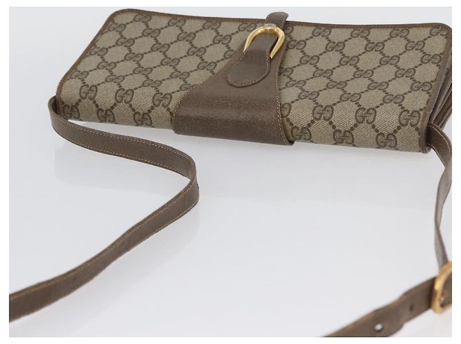 Gucci Borsa a Spalla GG Supreme PVC Beige Oro Auth ka3113 D'oro - vista 6
