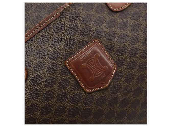 Céline Borsa a mano in tela Macadam CELINE in pelle PVC marrone oro Auth 174520 D'oro - vista 17