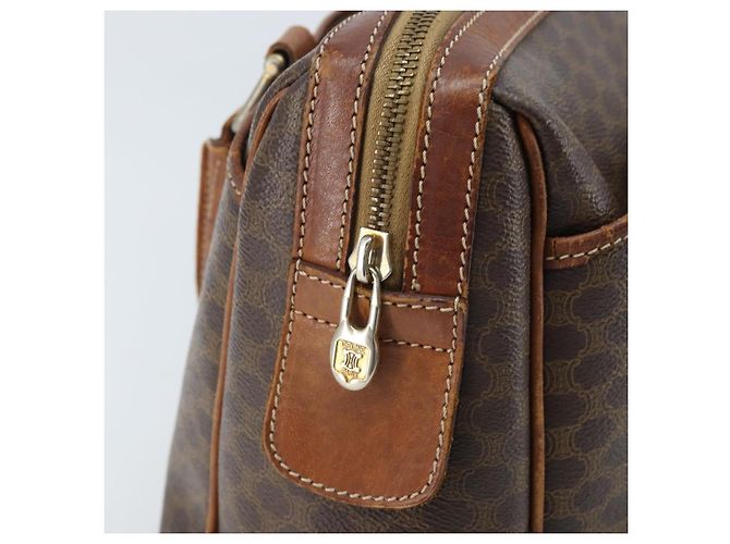 Céline Borsa a mano in tela Macadam CELINE in pelle PVC marrone oro Auth 174520 D'oro - vista 18