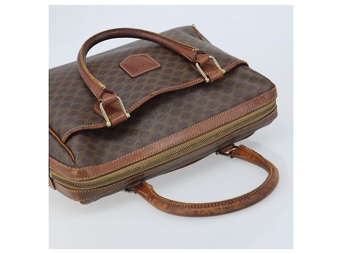 Céline Borsa a mano in tela Macadam CELINE in pelle PVC marrone oro Auth 174520 D'oro - vista 6
