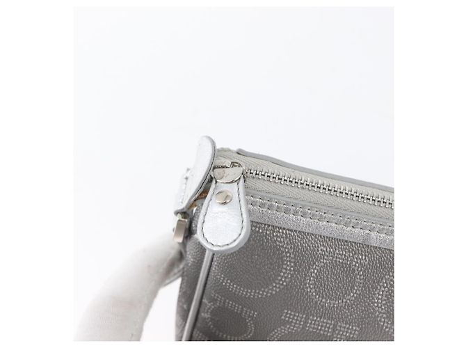 Borsa a Spalla Gancini in PVC Pelle Argento Auth 173697 di Salvatore Ferragamo - vista 10
