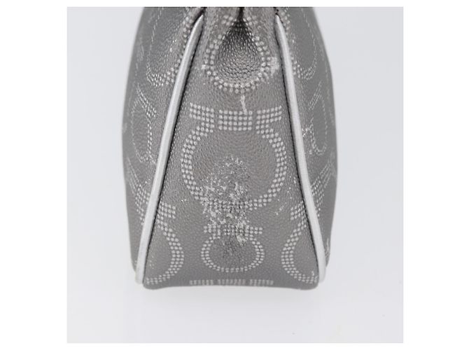 Borsa a Spalla Gancini in PVC Pelle Argento Auth 173697 di Salvatore Ferragamo - vista 5