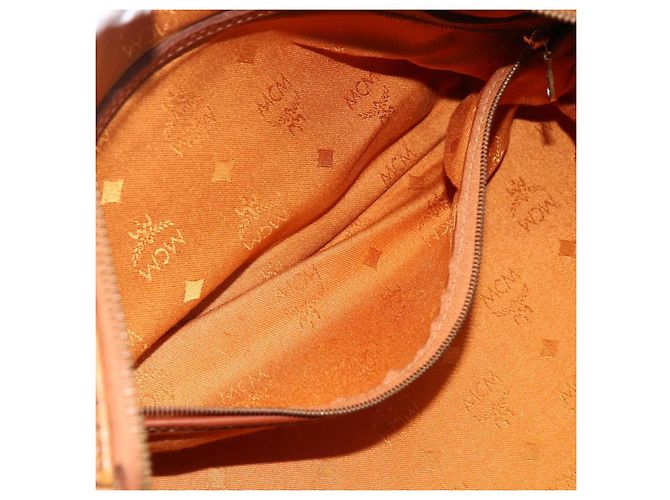 MCM Vicetos Logogram Borsa a Mano in PVC Pelle Marrone Oro Auth BSZ179 D'oro - vista 11