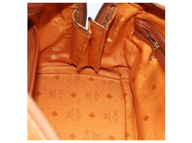 MCM Vicetos Logogram Borsa a Mano in PVC Pelle Marrone Oro Auth BSZ179 D'oro - vista 15