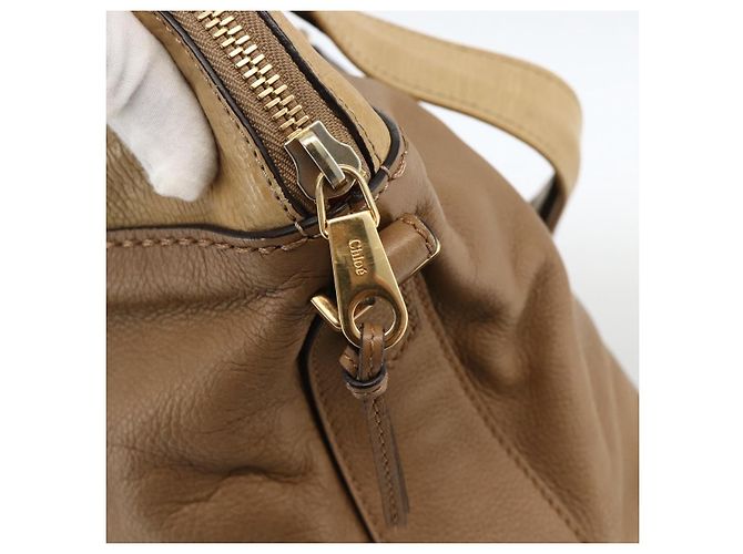 Chloé Borsa Tote Angie in pelle marrone e oro Auth 174567 D'oro - vista 18