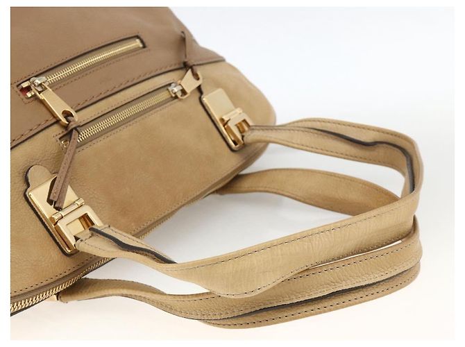 Chloé Borsa Tote Angie in pelle marrone e oro Auth 174567 D'oro - vista 7