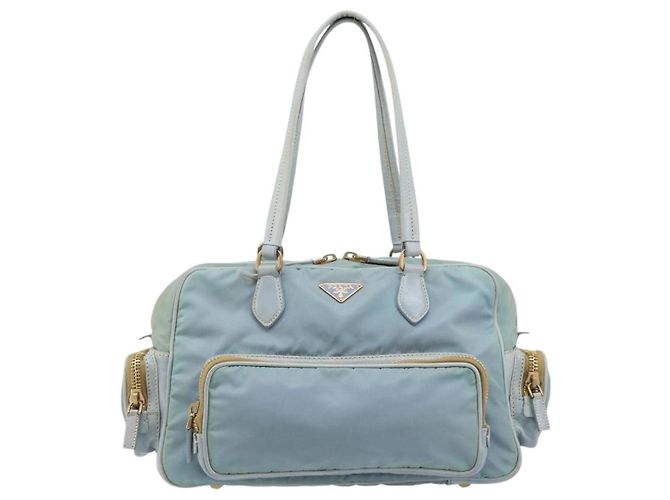 PRADA Borsa a mano in nylon azzurro chiaro oro Auth mr2145A D'oro Blu chiaro - vista 13