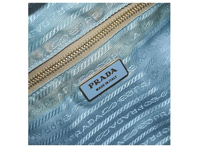 PRADA Borsa a mano in nylon azzurro chiaro oro Auth mr2145A D'oro Blu chiaro - vista 20