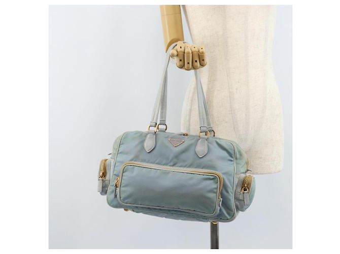 PRADA Borsa a mano in nylon azzurro chiaro oro Auth mr2145A D'oro Blu chiaro - vista 27