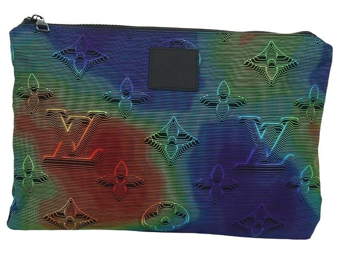 LOUIS VUITTON Pochette Bolsa Reversible Nylon Multicolor M68777 LV Auth LNZ761SAM Monograma - vista 13