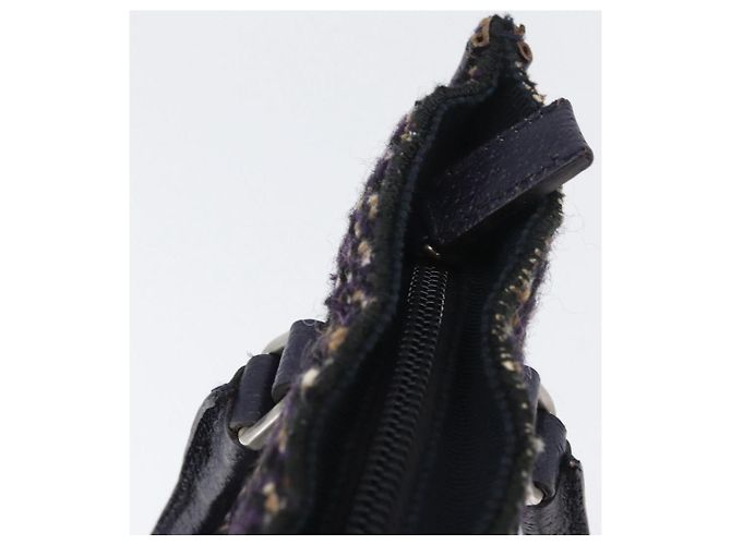 PRADA Borsa a Mano Cotone Pelle Viola Argento Auth 174534 Porpora - vista 10