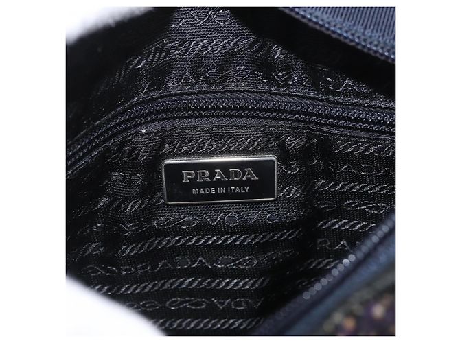 PRADA Borsa a Mano Cotone Pelle Viola Argento Auth 174534 Porpora - vista 18