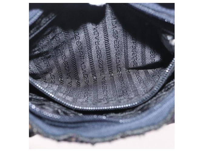 PRADA Borsa a Mano Cotone Pelle Viola Argento Auth 174534 Porpora - vista 22