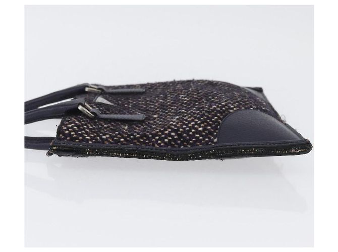 PRADA Borsa a Mano Cotone Pelle Viola Argento Auth 174534 Porpora - vista 4