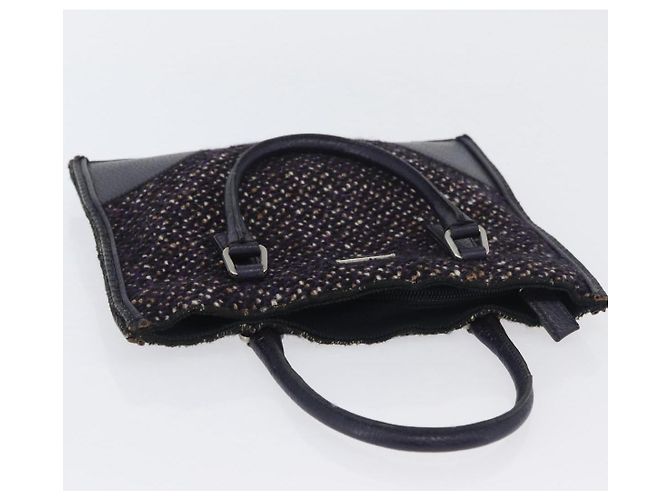PRADA Borsa a Mano Cotone Pelle Viola Argento Auth 174534 Porpora - vista 6