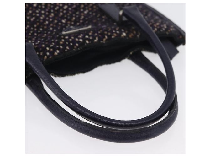PRADA Borsa a Mano Cotone Pelle Viola Argento Auth 174534 Porpora - vista 7