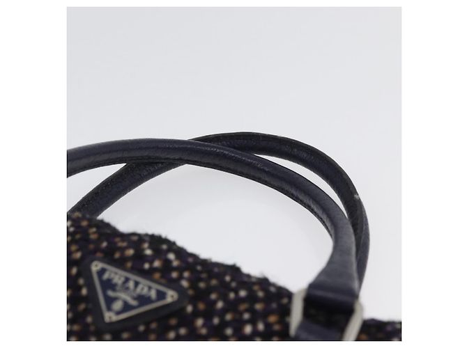 PRADA Borsa a Mano Cotone Pelle Viola Argento Auth 174534 Porpora - vista 8