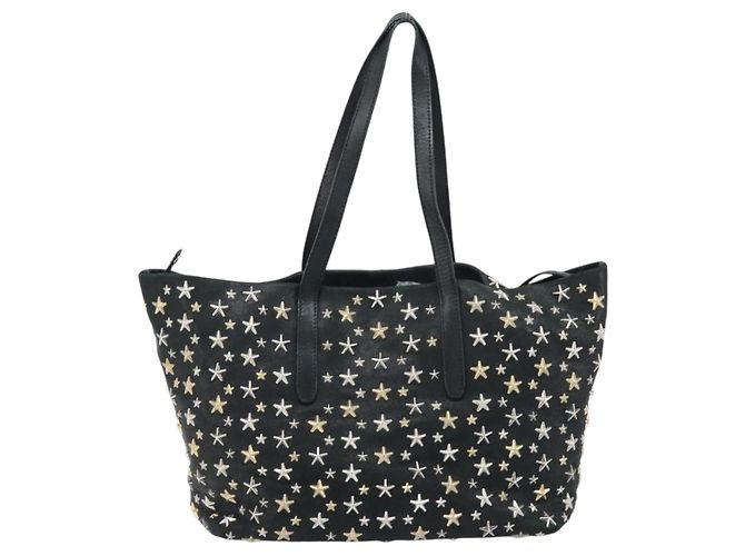 Borsa Tote Jimmy Choo Pelle Nera Oro Auth 174476 Nero D'oro - vista 13