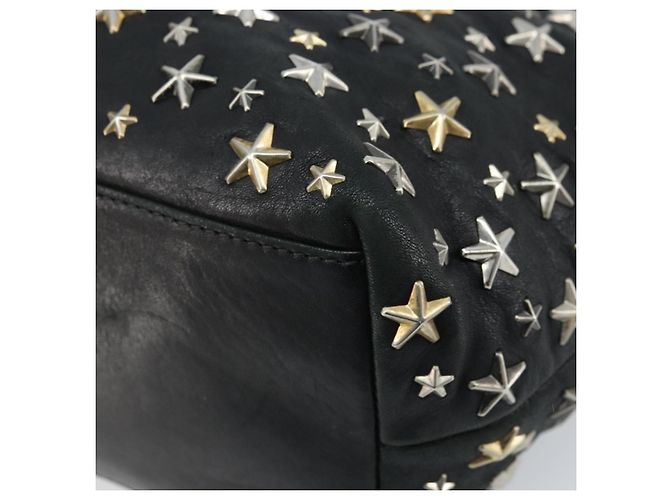 Borsa Tote Jimmy Choo Pelle Nera Oro Auth 174476 Nero D'oro - vista 15