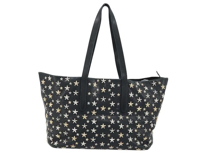 Borsa Tote Jimmy Choo Pelle Nera Oro Auth 174476 Nero D'oro - vista 2