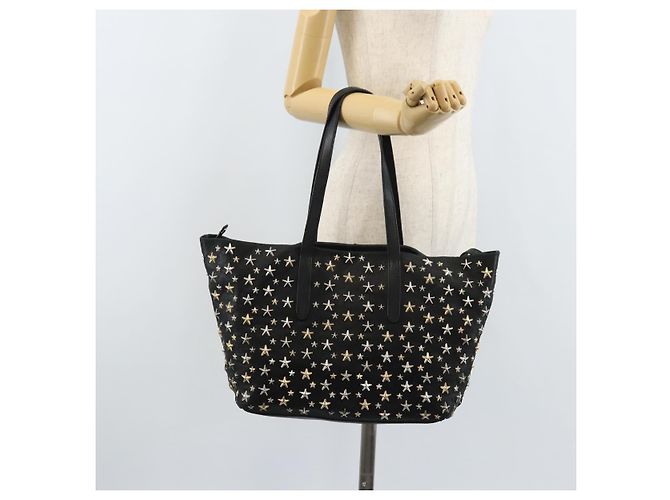 Borsa Tote Jimmy Choo Pelle Nera Oro Auth 174476 Nero D'oro - vista 20
