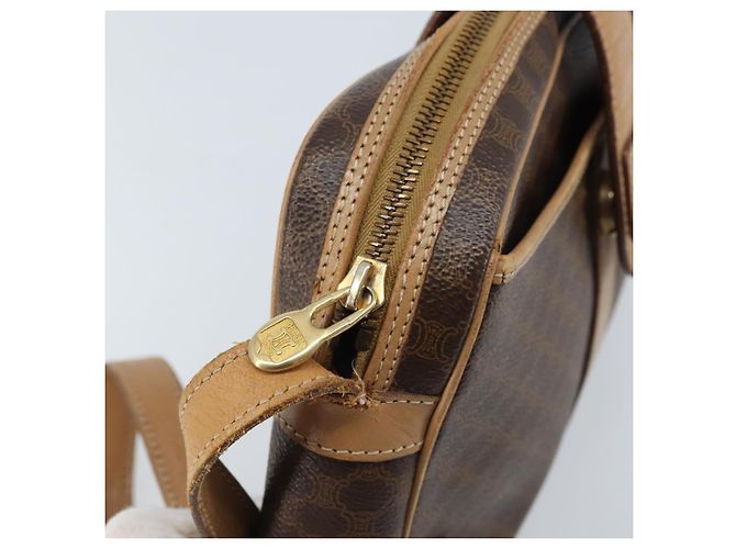 Céline Bolso de Hombro de Lona Macadam CELINE PVC Marrón Dorado Auth bs34058 Castaño - vista 10