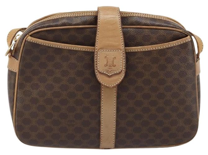 Céline Bolso de Hombro de Lona Macadam CELINE PVC Marrón Dorado Auth bs34058 Castaño - vista 13