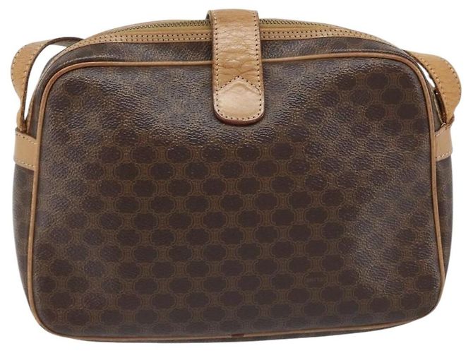 Céline Bolso de Hombro de Lona Macadam CELINE PVC Marrón Dorado Auth bs34058 Castaño - vista 2