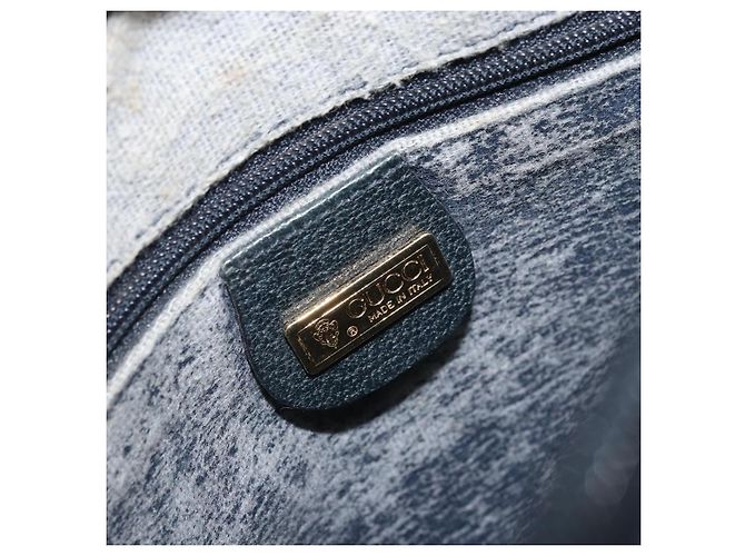 Gucci Borsa a Spalla Micro GG Supreme in PVC Navy Gold 007 904 0423 Auth 174532 D'oro Blu navy - vista 19
