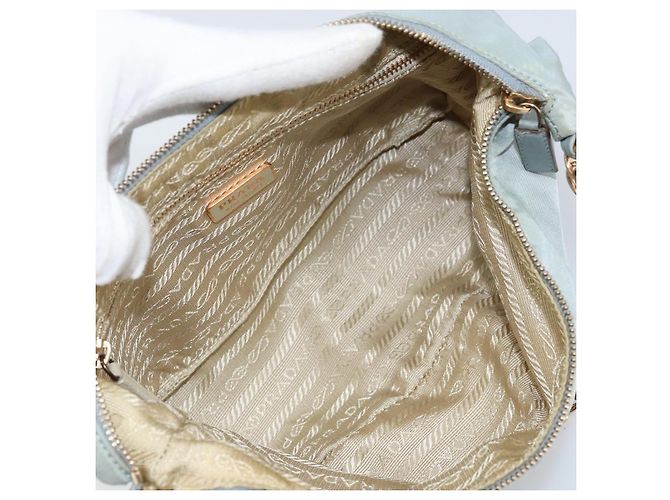 PRADA Sac à épaule en chaîne Nylon Bleu Clair Or Auth LNZ688V Doré - vue 10