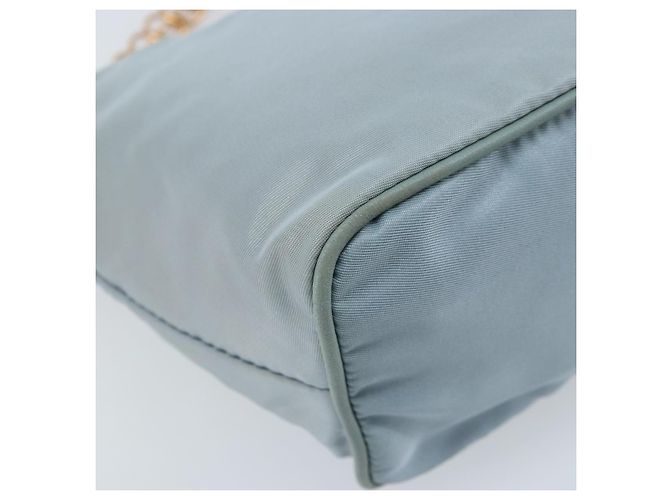 PRADA Sac à épaule en chaîne Nylon Bleu Clair Or Auth LNZ688V Doré - vue 17