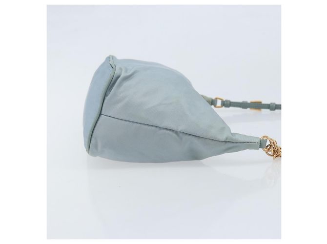 PRADA Sac à épaule en chaîne Nylon Bleu Clair Or Auth LNZ688V Doré - vue 3