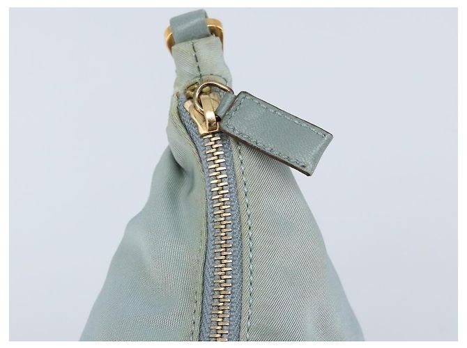 PRADA Sac à épaule en chaîne Nylon Bleu Clair Or Auth LNZ688V Doré - vue 9