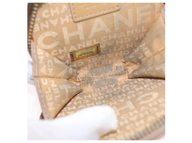 Monedero CHANEL de piel de cordero beige con CC dorado Auth bs33865 - vista 10