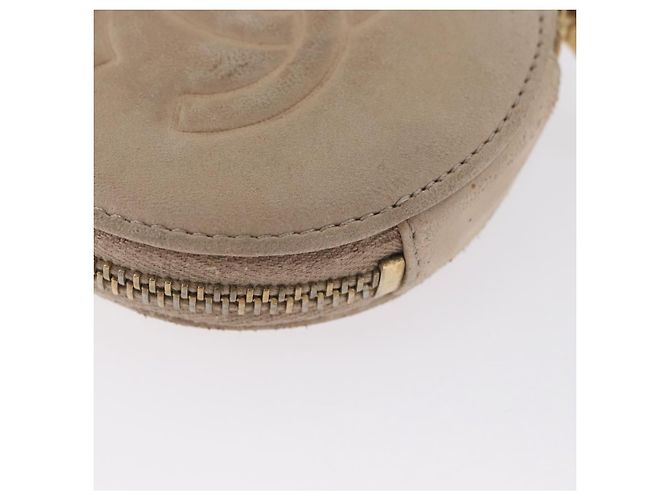 Monedero CHANEL de piel de cordero beige con CC dorado Auth bs33865 - vista 15