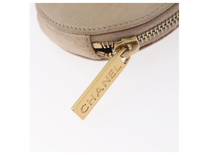 Monedero CHANEL de piel de cordero beige con CC dorado Auth bs33865 - vista 8
