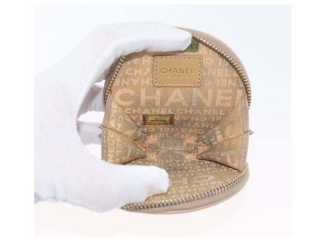 Monedero CHANEL de piel de cordero beige con CC dorado Auth bs33865 - vista 9