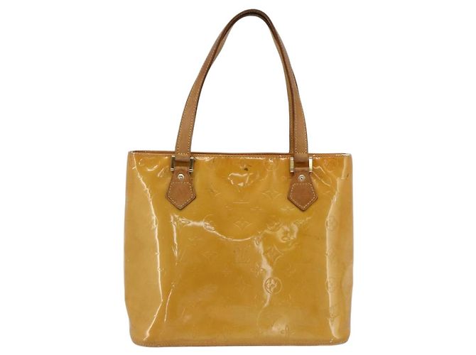 LOUIS VUITTON Bolsa de Mão Houston Monogram Vernis Bege M91004 LV Auth ka3081 - vista 13