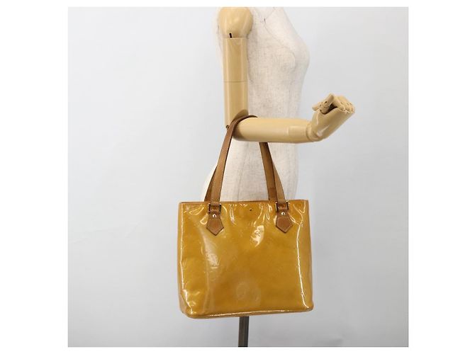 LOUIS VUITTON Bolsa de Mão Houston Monogram Vernis Bege M91004 LV Auth ka3081 - vista 23