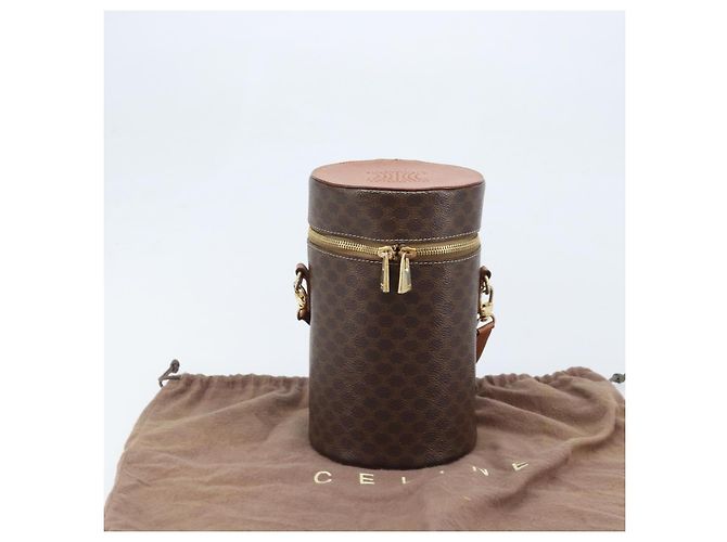 Céline Bolso de Hombro de Lona Macadam CELINE en Cuero PVC Marrón Dorado Auth LNZ654A Castaño - vista 12