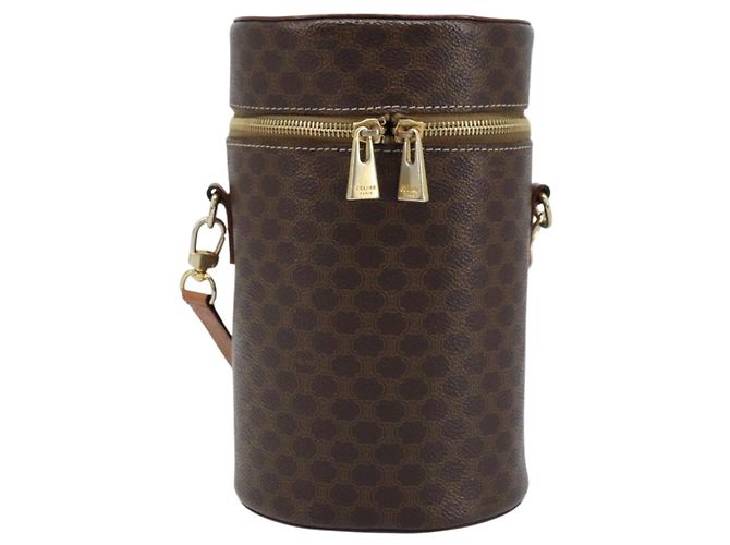 Céline Bolso de Hombro de Lona Macadam CELINE en Cuero PVC Marrón Dorado Auth LNZ654A Castaño - vista 13