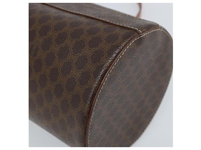 Céline Bolso de Hombro de Lona Macadam CELINE en Cuero PVC Marrón Dorado Auth LNZ654A Castaño - vista 17