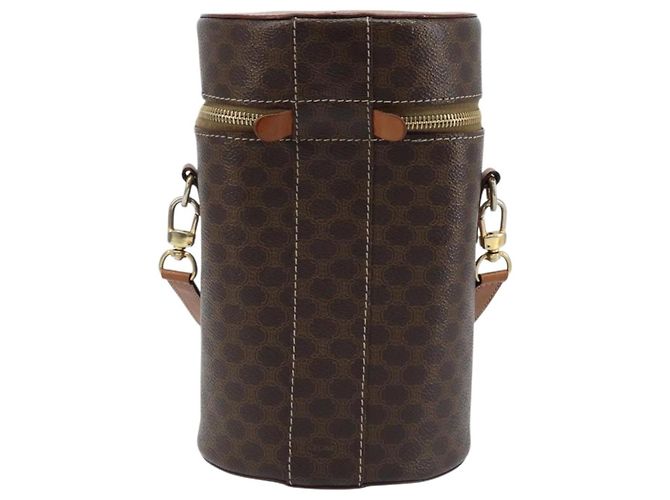 Céline Bolso de Hombro de Lona Macadam CELINE en Cuero PVC Marrón Dorado Auth LNZ654A Castaño - vista 2