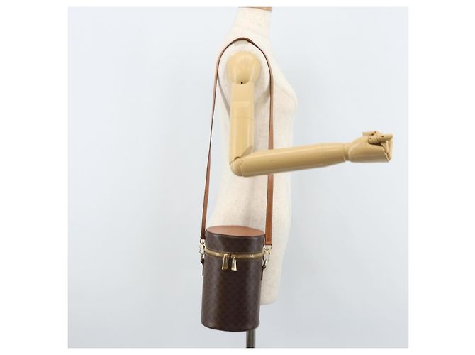 Céline Bolso de Hombro de Lona Macadam CELINE en Cuero PVC Marrón Dorado Auth LNZ654A Castaño - vista 23