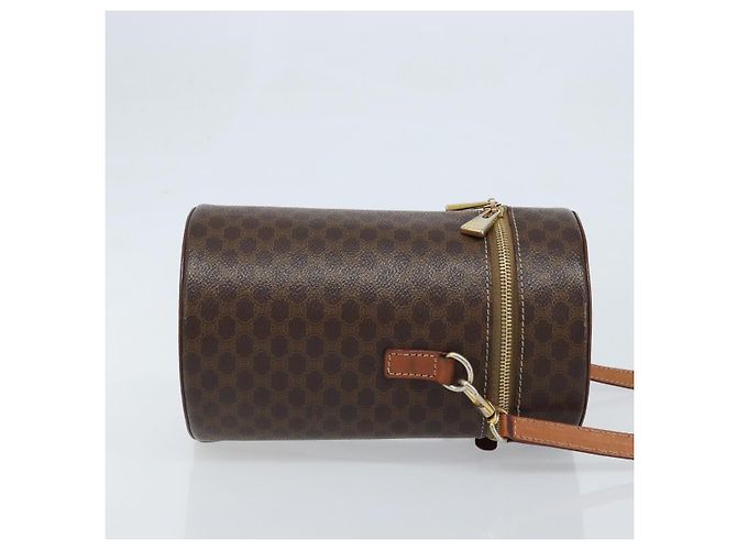 Céline Bolso de Hombro de Lona Macadam CELINE en Cuero PVC Marrón Dorado Auth LNZ654A Castaño - vista 3