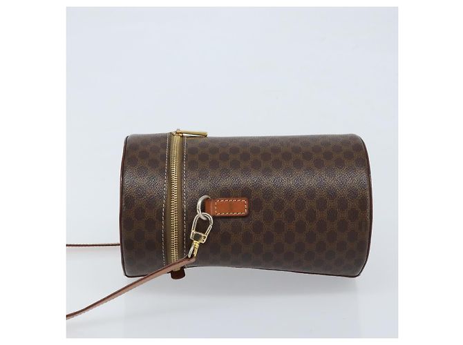 Céline Bolso de Hombro de Lona Macadam CELINE en Cuero PVC Marrón Dorado Auth LNZ654A Castaño - vista 4