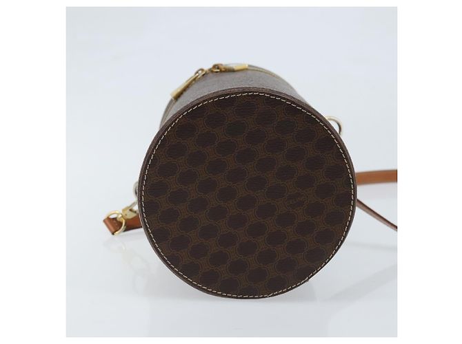 Céline Bolso de Hombro de Lona Macadam CELINE en Cuero PVC Marrón Dorado Auth LNZ654A Castaño - vista 5